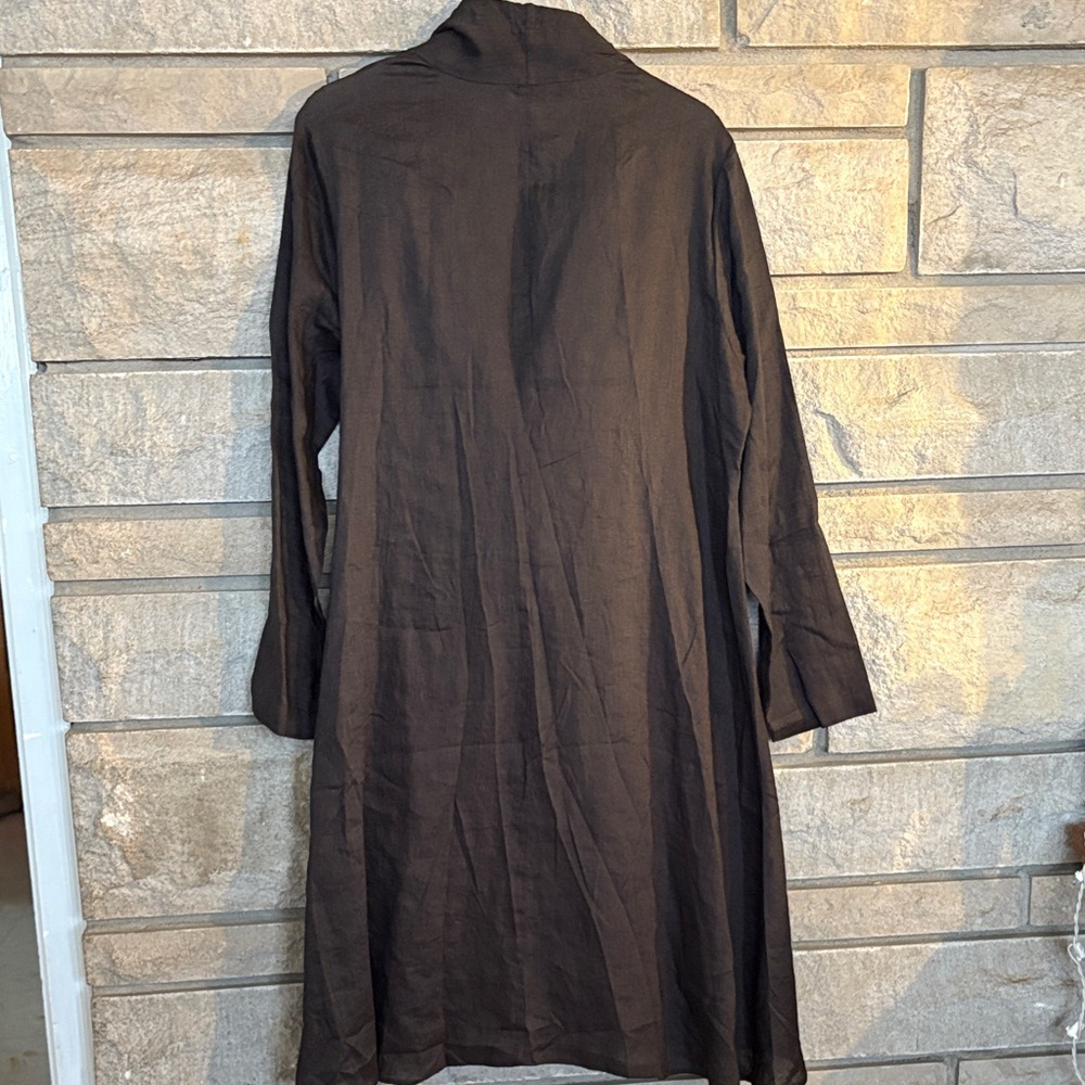 Soft Surroundings Linen Charcoal Wrap Dress - Picture 10 of 14